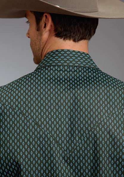 Stetson Mens Fall II Vintage Leaf Neat Long Sleeve Snap Shirt