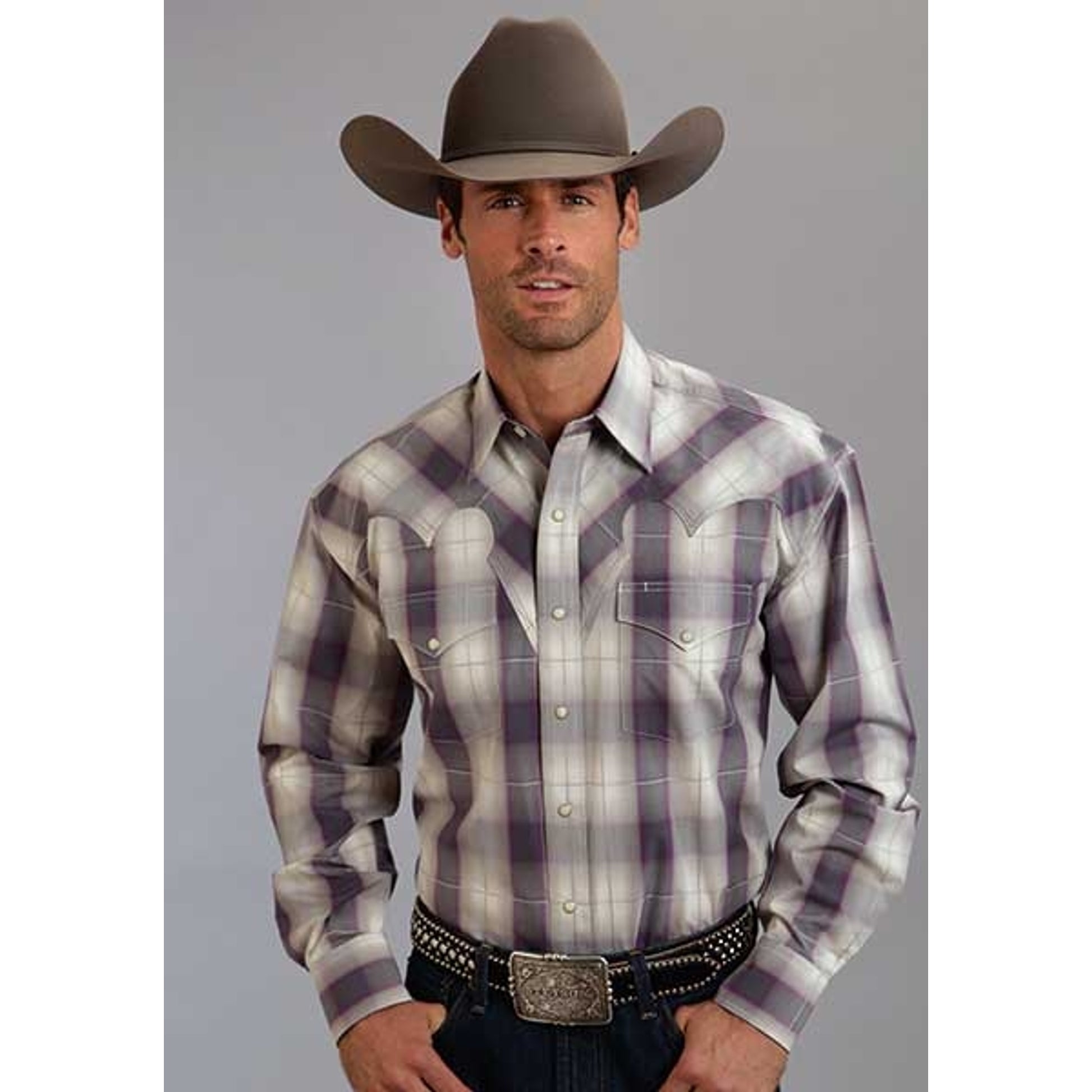 Stetson Mens Fall III Avon Ombre Long Sleeve Snap Shirt