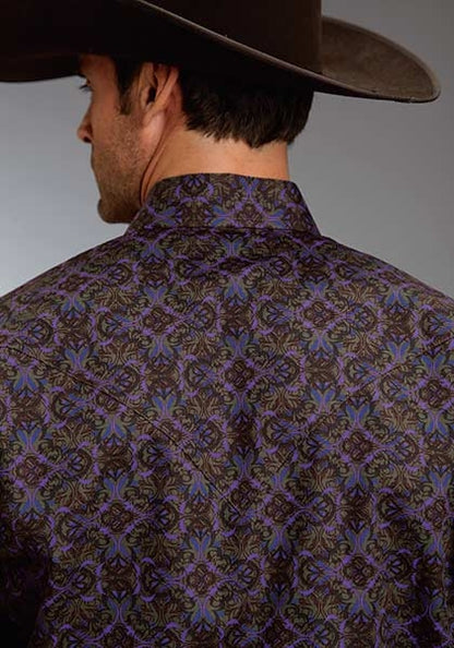 Stetson Mens Fall III Gothic Paper Print Long Sleeve Snap Shirt