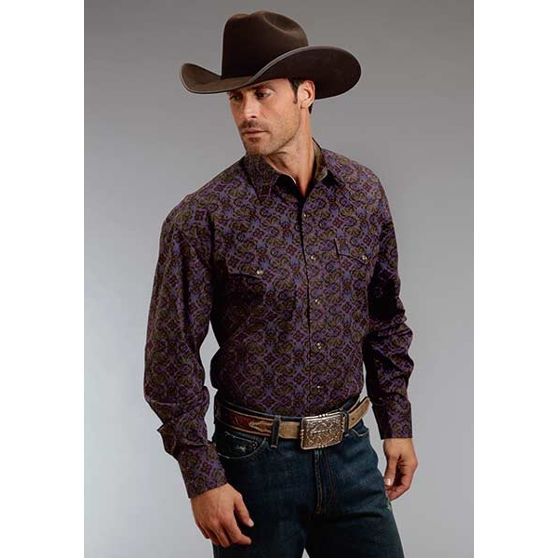Stetson Mens Fall III Gothic Paper Print Long Sleeve Snap Shirt