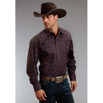 Stetson Mens Fall III Gothic Paper Print Long Sleeve Snap Shirt