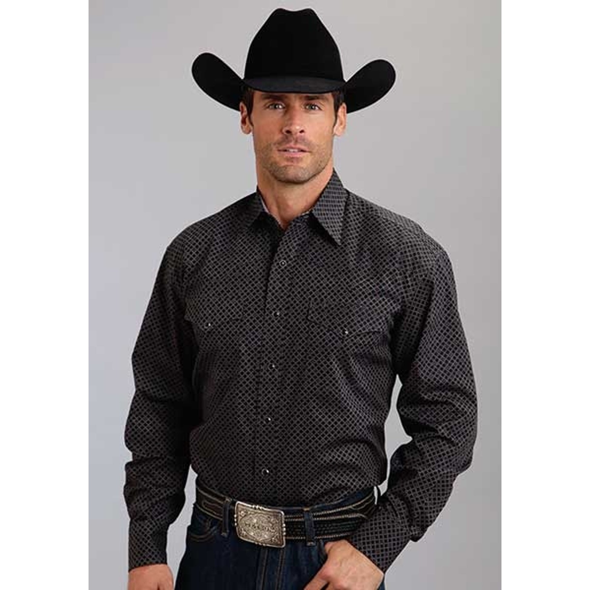 Stetson Mens Fall III Mini Tic-Tac Print Long Sleeve Snap Shirt