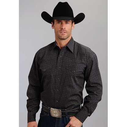 Stetson Mens Fall III Mini Tic-Tac Print Long Sleeve Snap Shirt