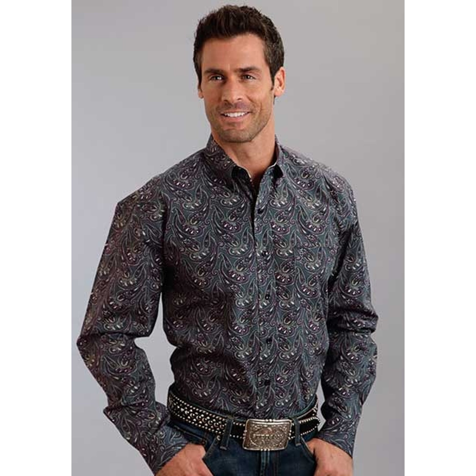 Stetson Mens Fall III Romance Paisley Print Long Sleeve Button Shirt