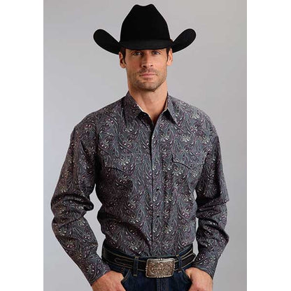 Stetson Mens Fall III Romance Paisley Print Long Sleeve Snap Shirt