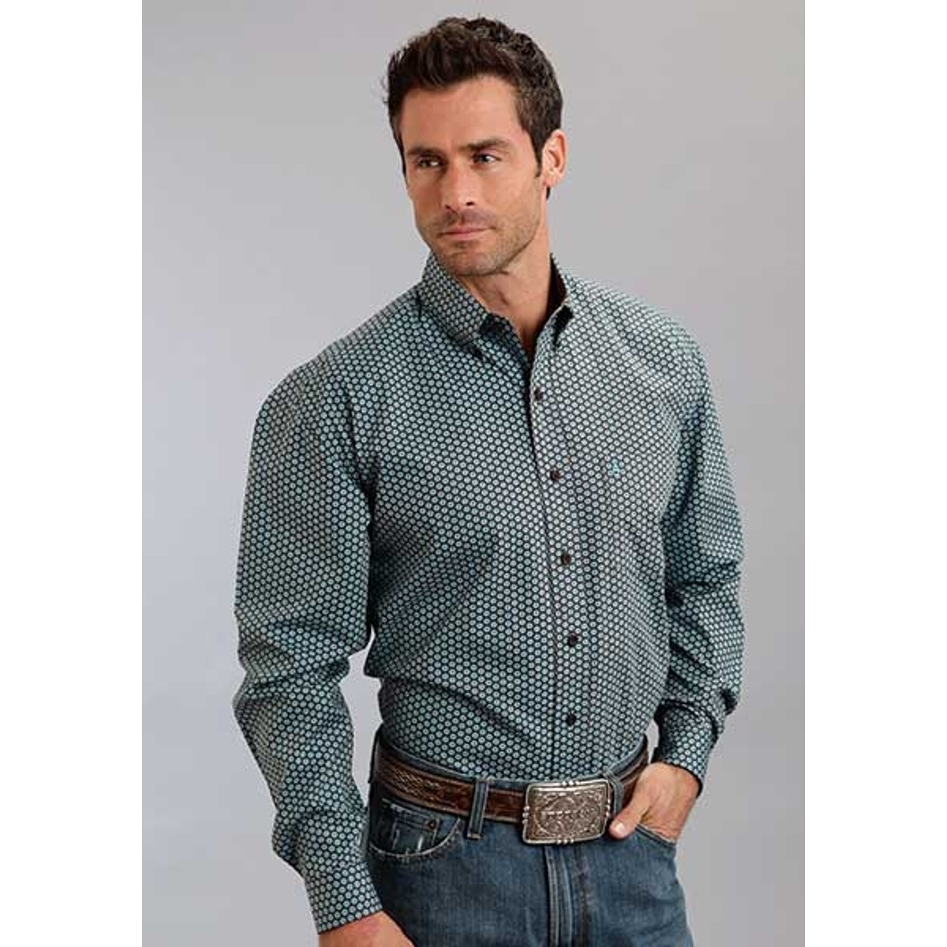 Stetson Mens Fall IV Life Boat Print Long Sleeve Button Shirt