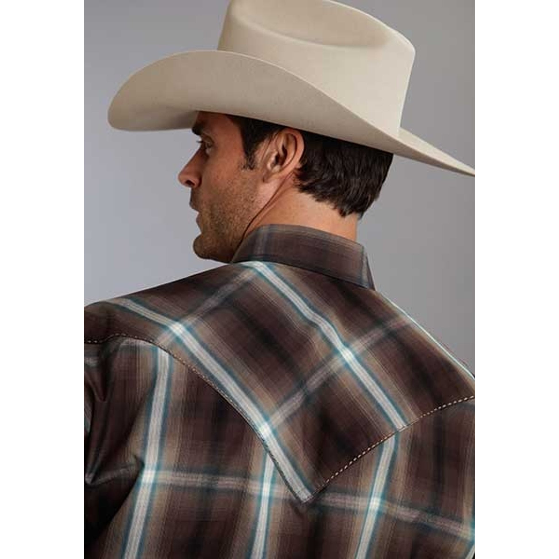 Stetson Mens Fall IV Ombre Long Sleeve Snap Shirt - Mahogany