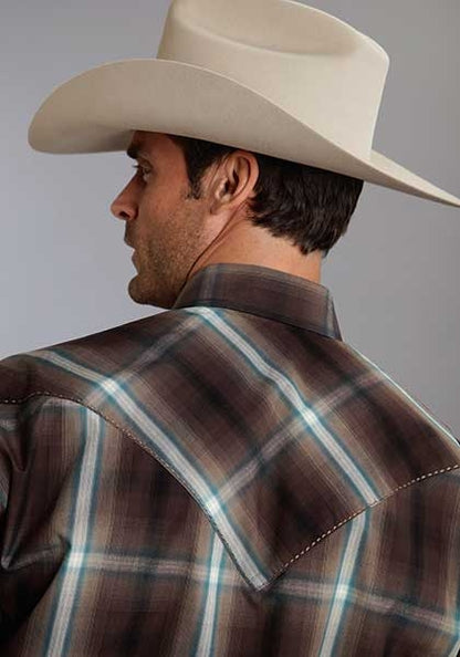 Stetson Mens Fall IV Ombre Long Sleeve Snap Shirt - Mahogany