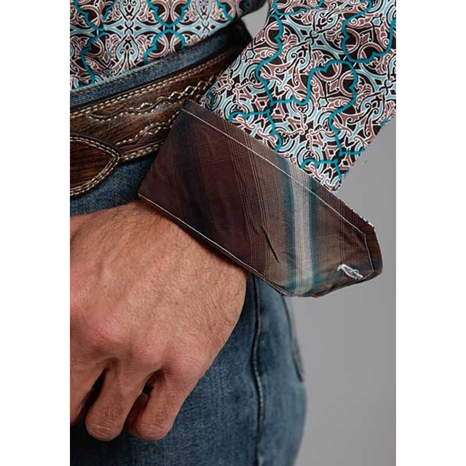 Stetson Mens Fall Patterned Long Sleeve Snap Shirt - Mahogany
