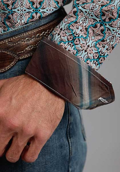 Stetson Mens Fall Patterned Long Sleeve Snap Shirt - Mahogany