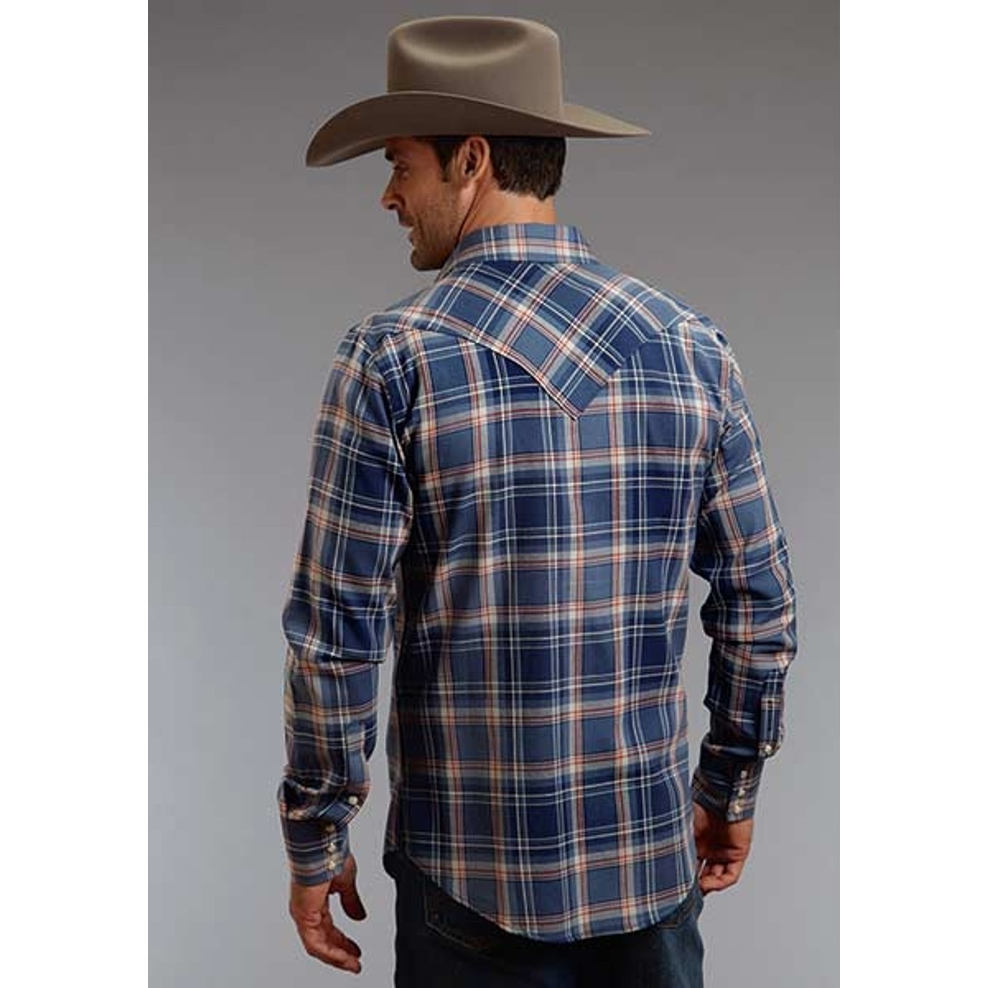 Stetson Mens Original Rugged American Plaid Long Sleeve Snap Shirt