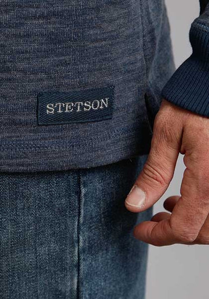 Stetson Mens Original Rugged Bamboo Look Knit Pullover - Blue