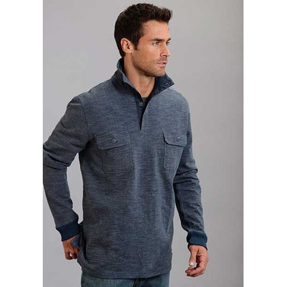 Stetson Mens Original Rugged Bamboo Look Knit Pullover - Blue
