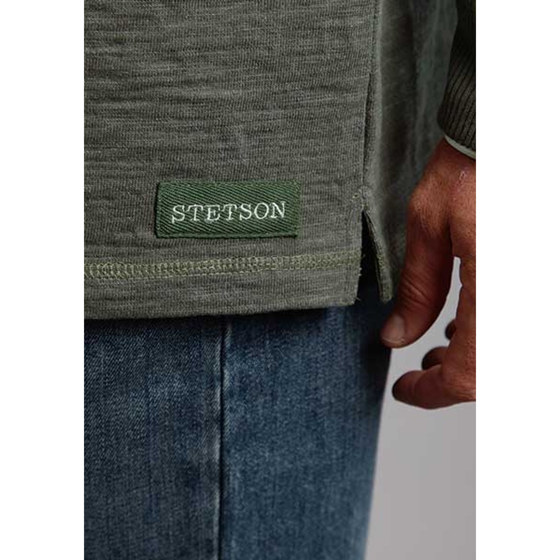 Stetson Mens Original Rugged Bamboo Look Knit Pullover - Green