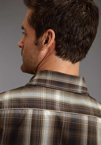 Stetson Mens Original Rugged Flint Plaid Long Sleeve Button Shirt