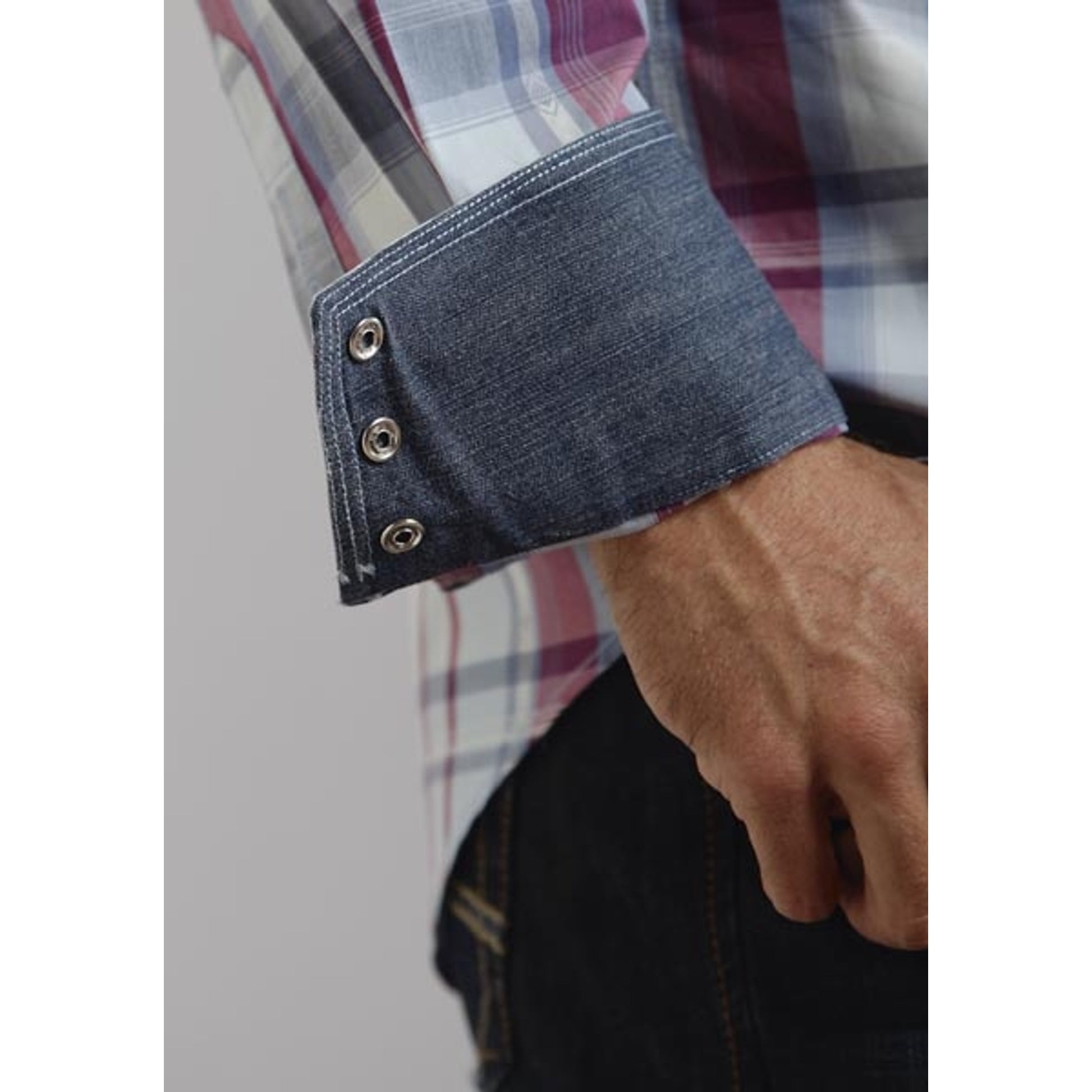 Stetson Mens Original Rugged Liberty Dobby Plaid Long Sleeve Snap Shirt