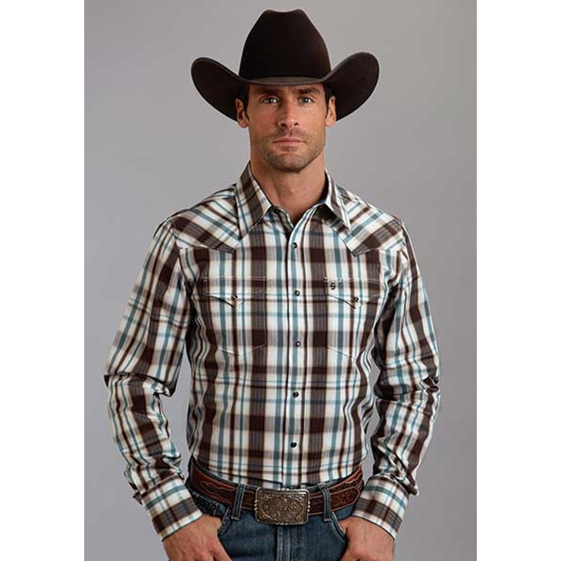 Stetson Mens Original Rugged Liberty Plaid Long Sleeve Snap Shirt