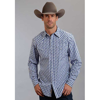 Stetson Mens Original Rugged Optic Plaid Long Sleeve Snap Shirt