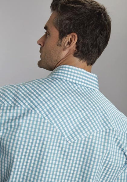 Stetson Mens Original Rugged Satin Check Long Sleeve Snap Shirt