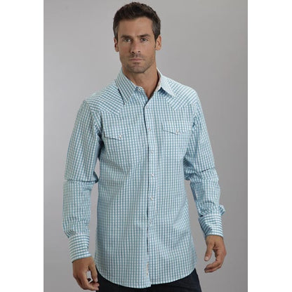 Stetson Mens Original Rugged Satin Check Long Sleeve Snap Shirt