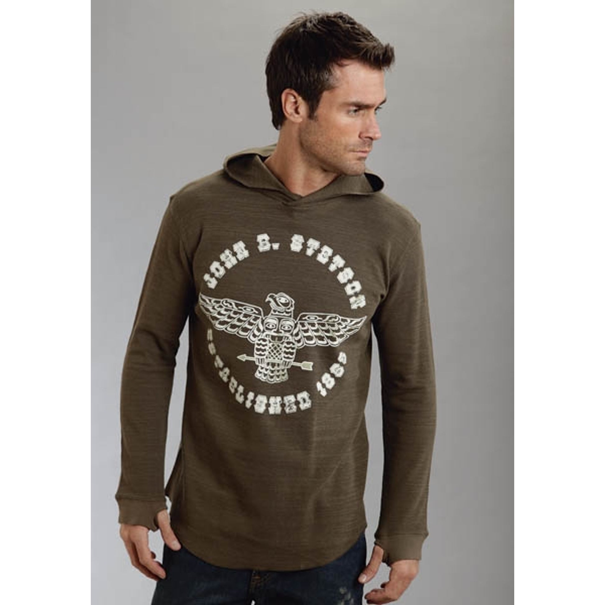 Stetson Mens Original Rugged Thermal Slub Hood With Stetson