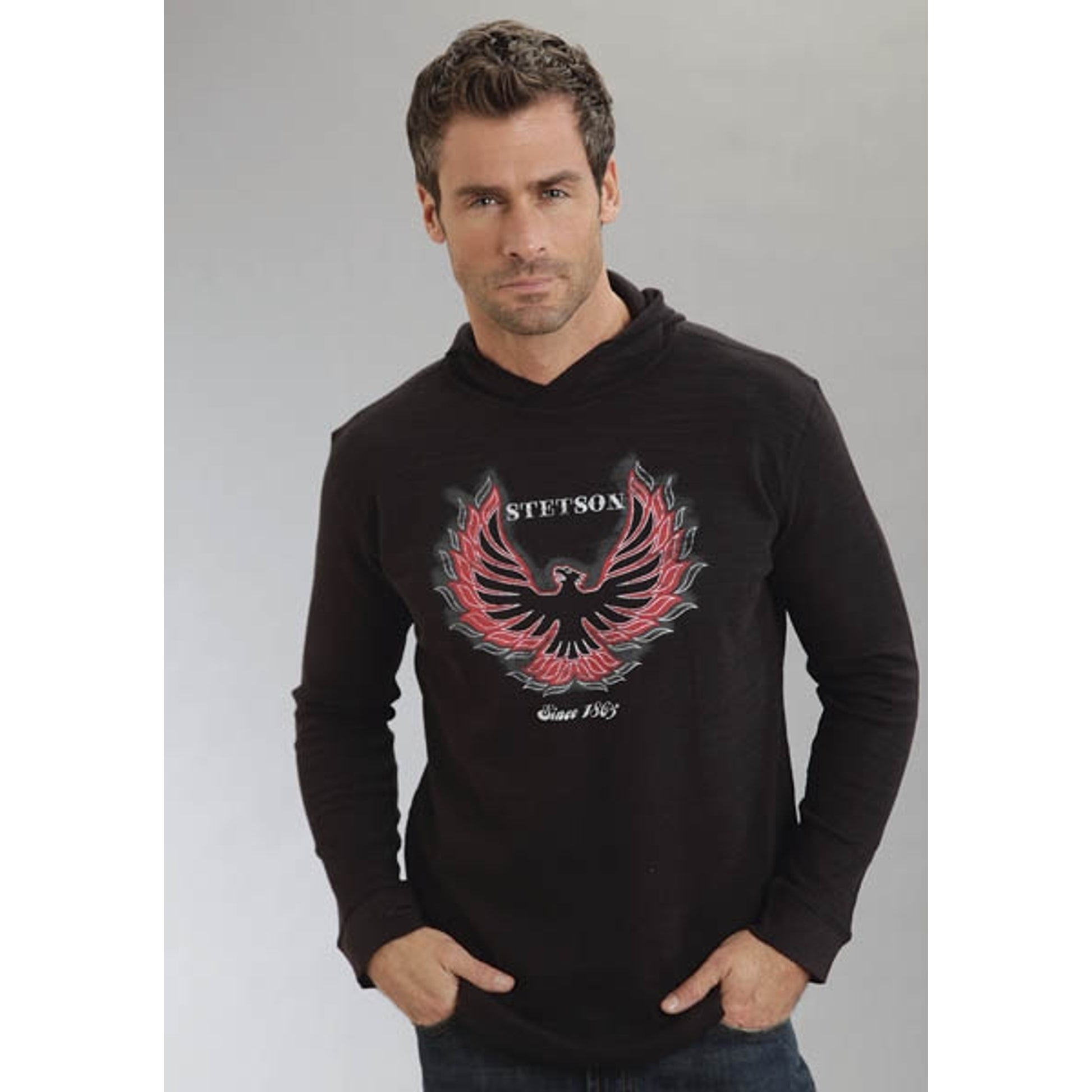 Stetson Mens Original Rugged Thermal Slub Knit Hooded T-Shirt