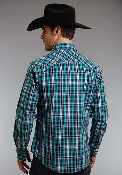 Stetson Mens Original Rugged Plaid Long Sleeve Snap Shirt - Wine/Indigo