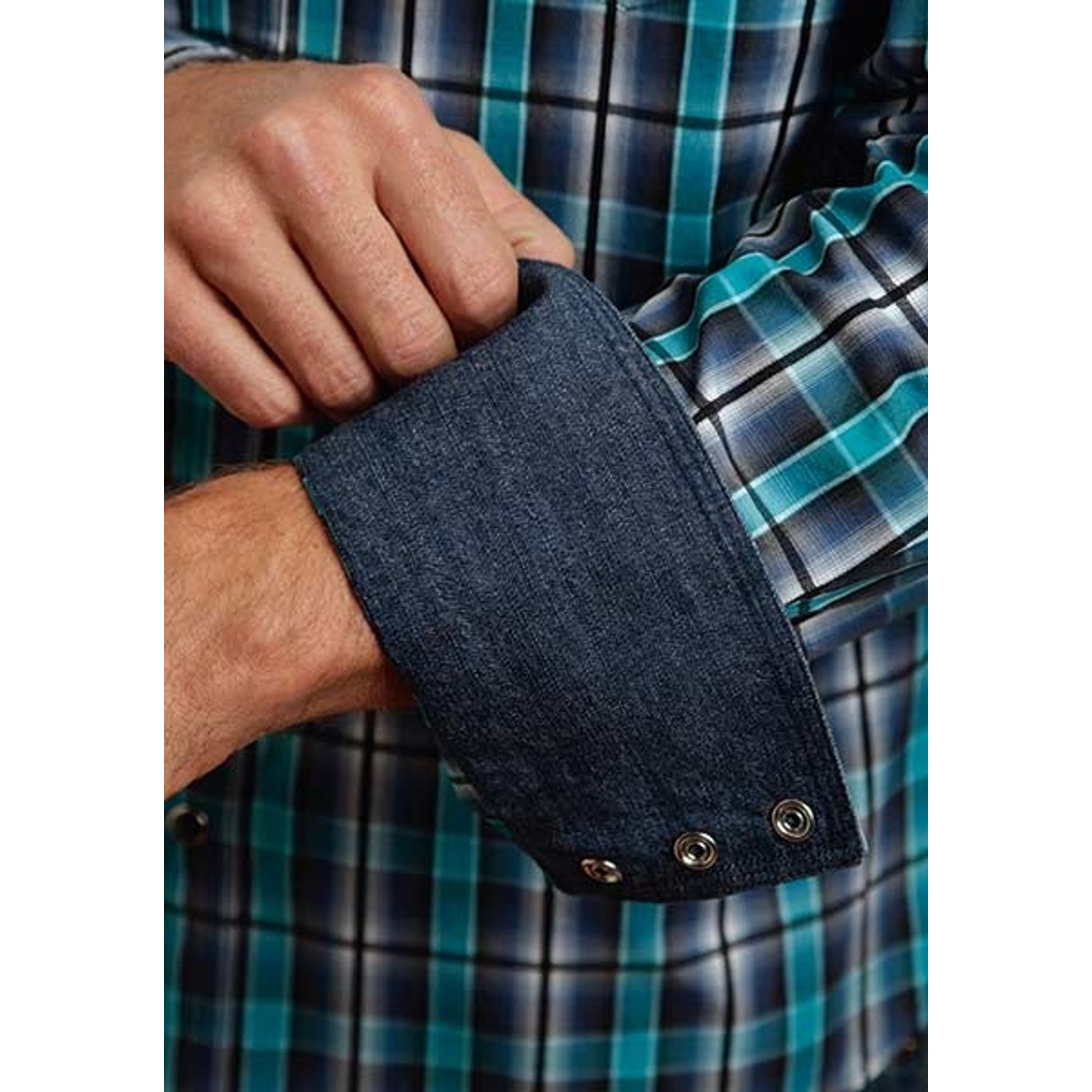 Stetson Mens Original Rugged Plaid Long Sleeve Snap Shirt - Wine/Indigo