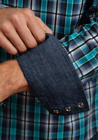 Stetson Mens Original Rugged Plaid Long Sleeve Snap Shirt - Wine/Indigo