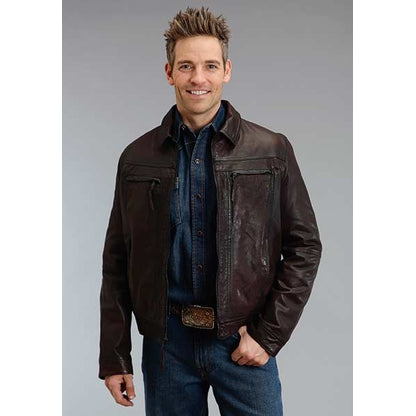 Stetson Mens Smooth Lamb Leather Jacket - Brown