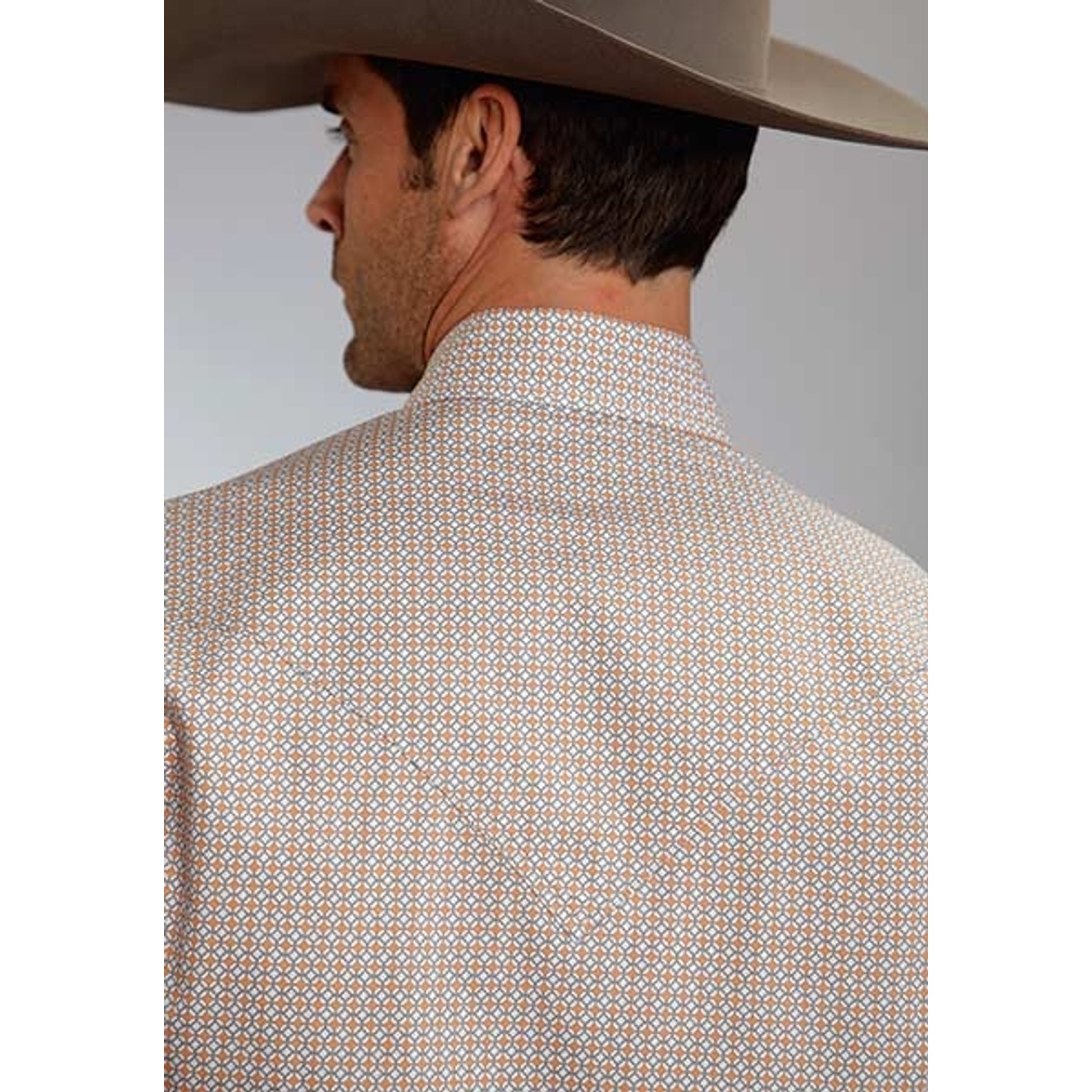 Stetson Mens Spring I Circle Diamond Print Long Sleeve Snap Shirt