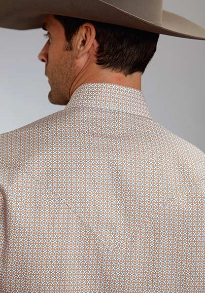 Stetson Mens Spring I Circle Diamond Print Long Sleeve Snap Shirt