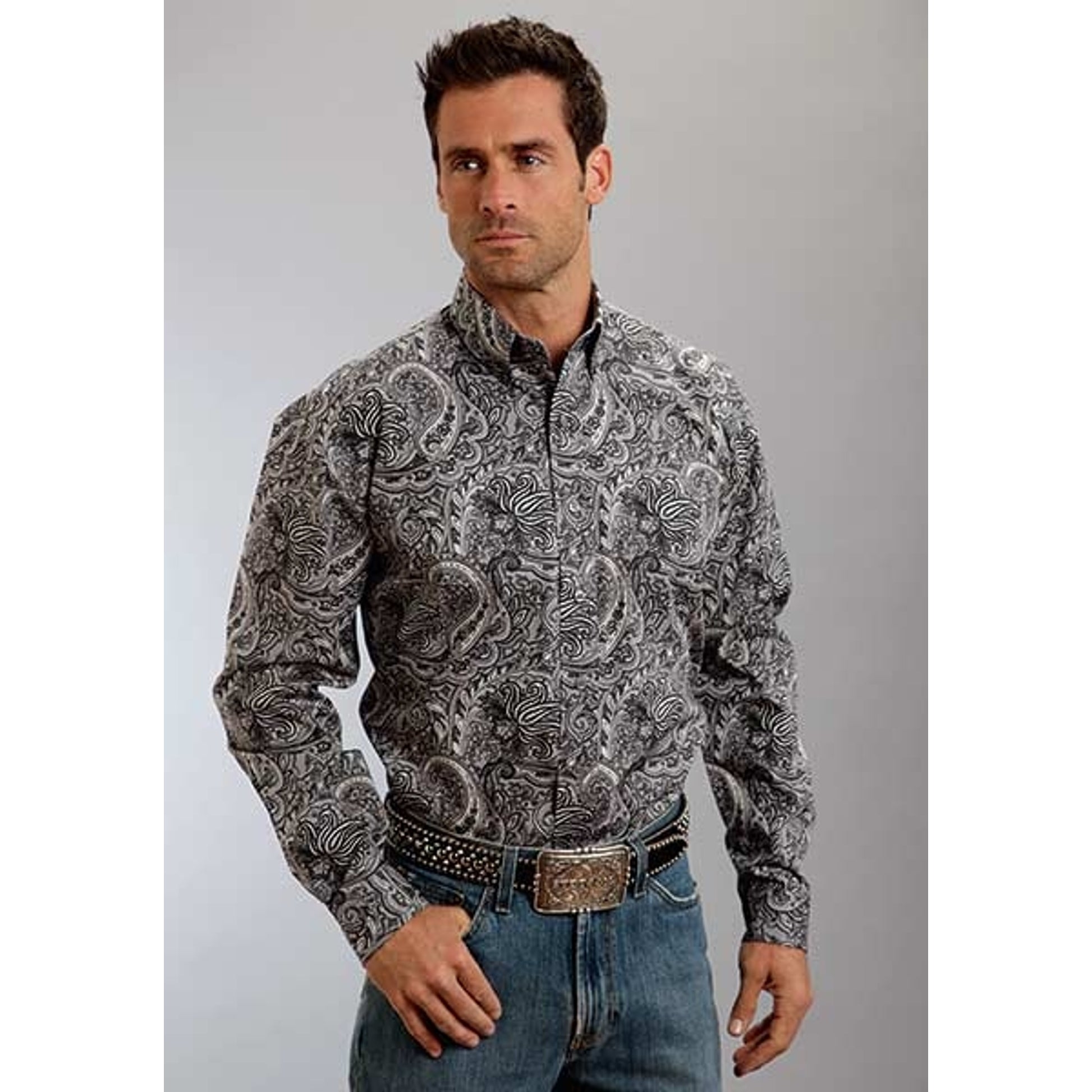 Stetson Mens Spring I Neptune Paisley Long Sleeve Button Shirt