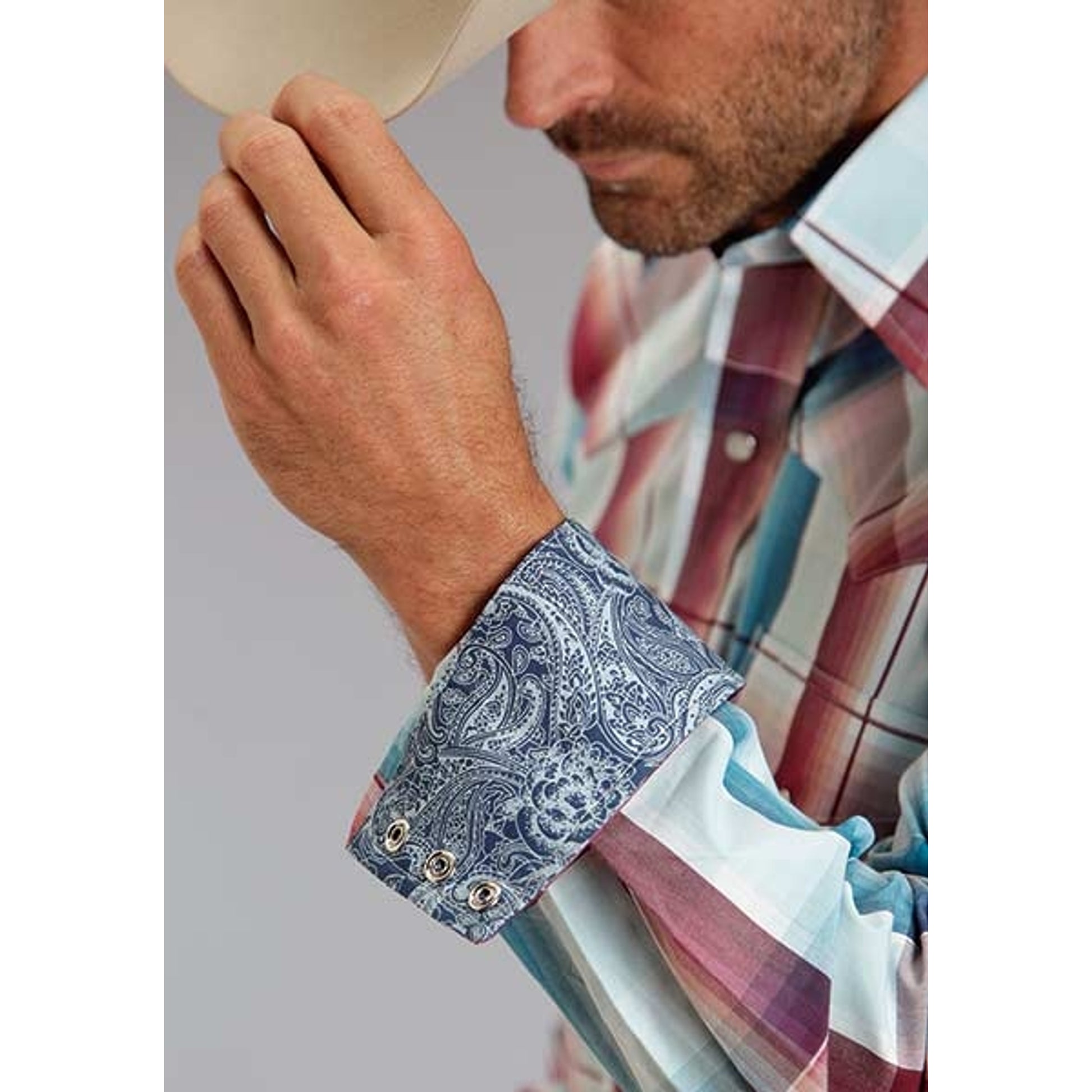 Stetson Mens Spring I Water Ombre Long Sleeve Snap Shirt