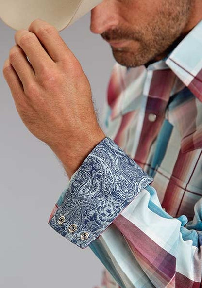 Stetson Mens Spring I Water Ombre Long Sleeve Snap Shirt