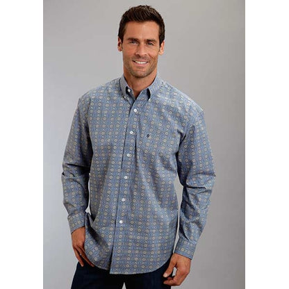 Stetson Mens Spring II Hornet Medallion Long Sleeve Button Shirt