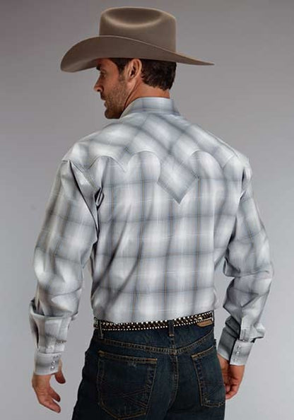 Stetson Mens Spring II Sterling Ombre Long Sleeve Snap Shirt - Grey