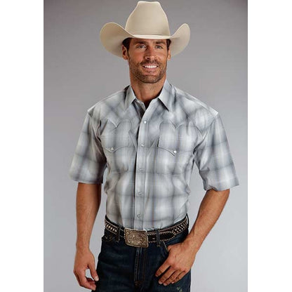 Stetson Mens Spring II Sterling Ombre Short Sleeve Snap Shirt
