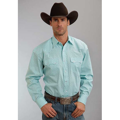 Stetson Mens Spring III Box Foulard Long Sleeve Snap Shirt