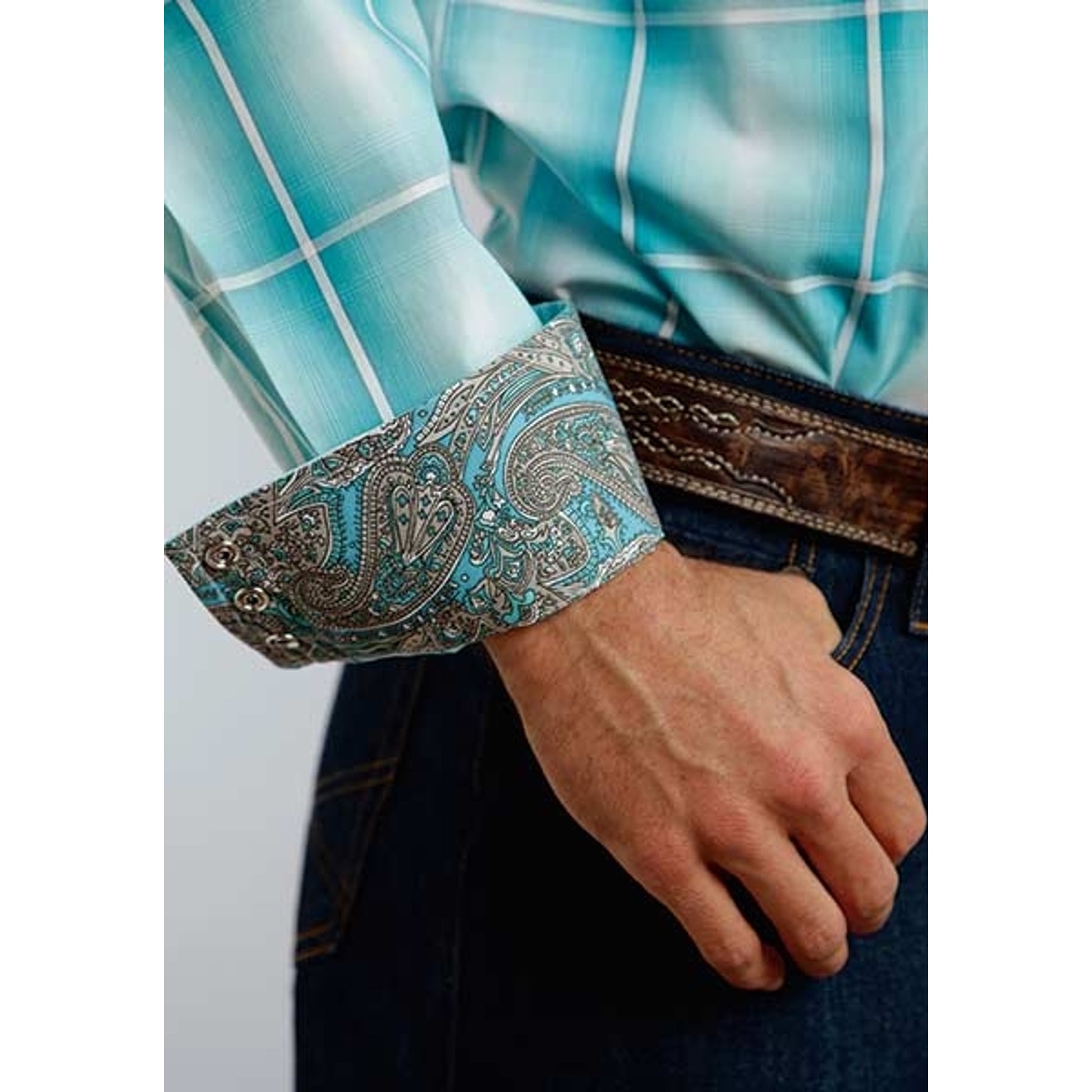 Stetson Mens Spring III Crystal Ombrelong Sleeve Snap Shirt