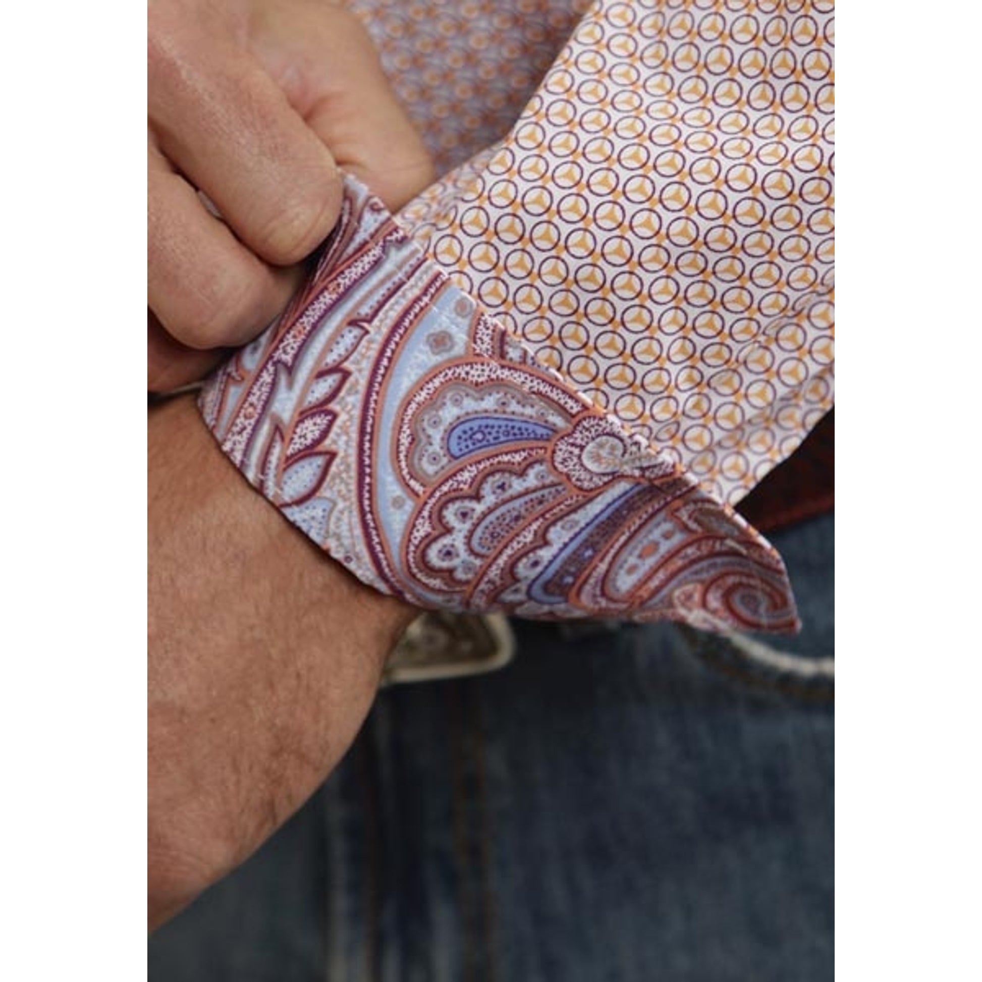 Stetson Mens Spring III Tri Circle Print Poplin Long Sleeve Button Shirt