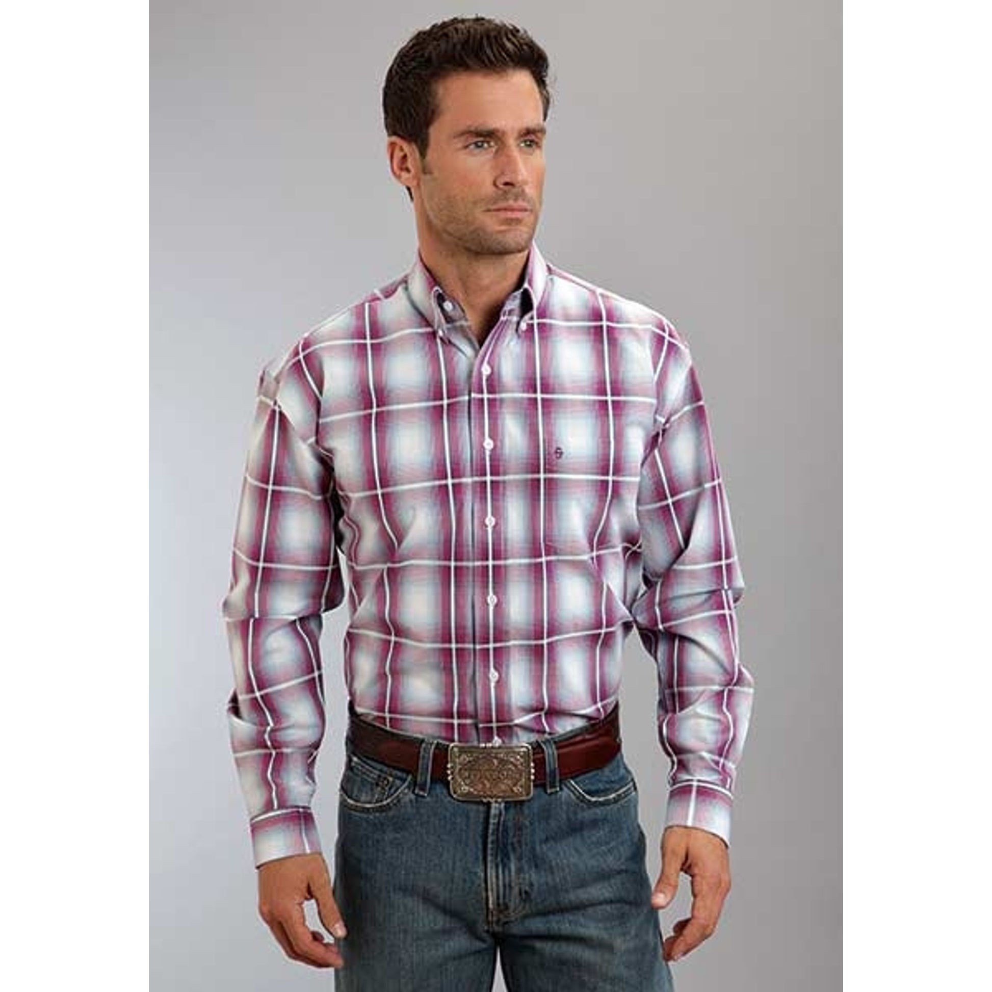 Stetson Mens Spring IV Baseball Ombre Long Sleeve Button Shirt