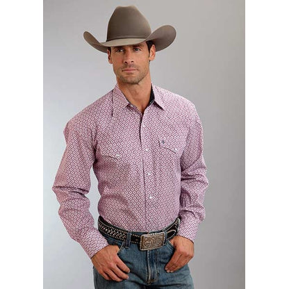 Stetson Mens Spring IV Crown Geo Long Sleeve Snap Shirt
