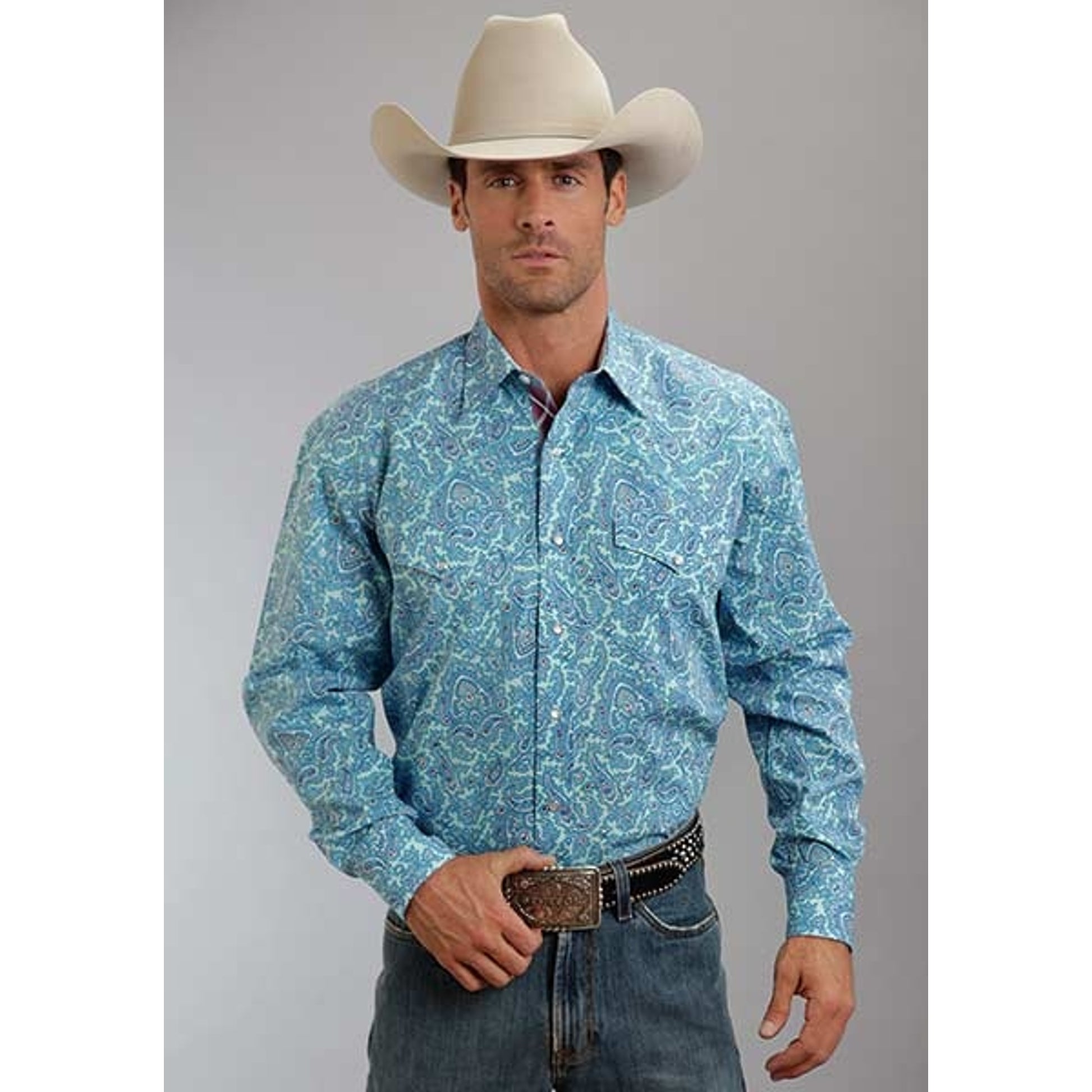 Stetson Mens Spring IV Water Paisley Long Sleeve Snap Shirt