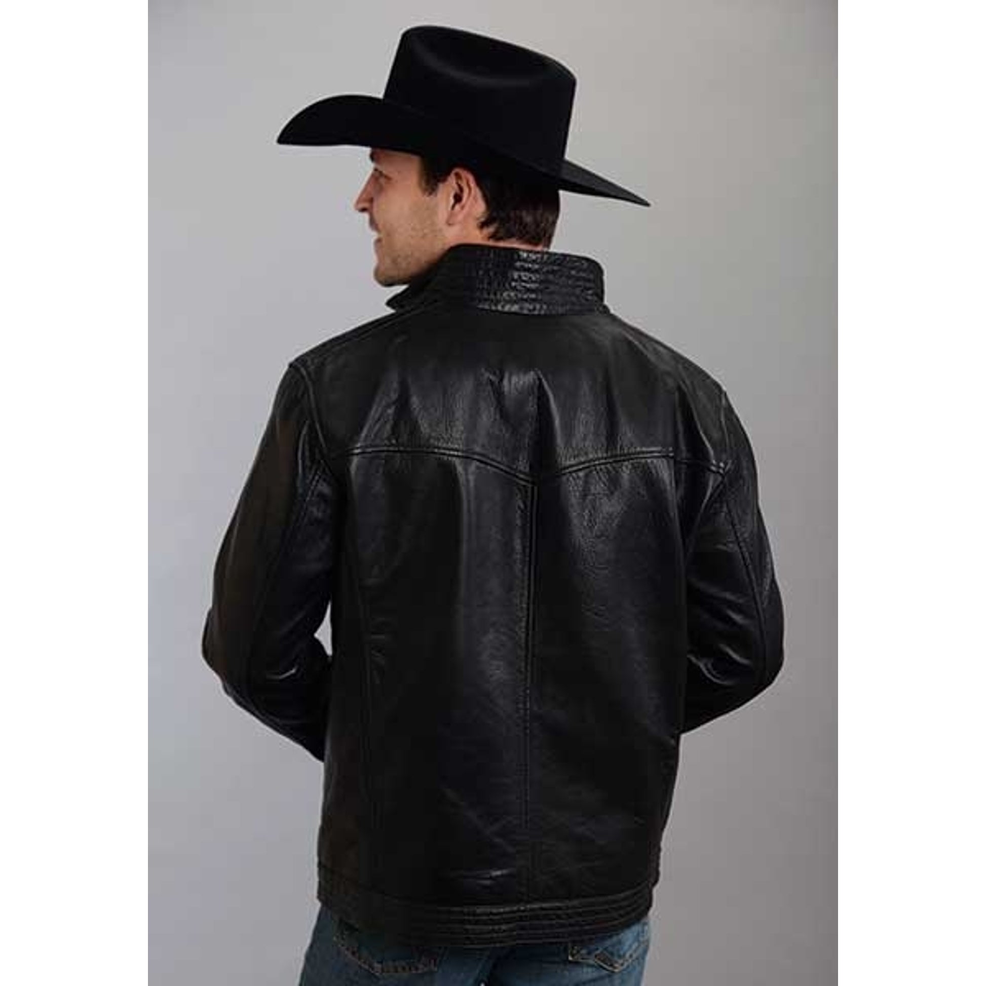 Stetson Mens Stand Up Collar With Stitch Detail Moto Jacket
