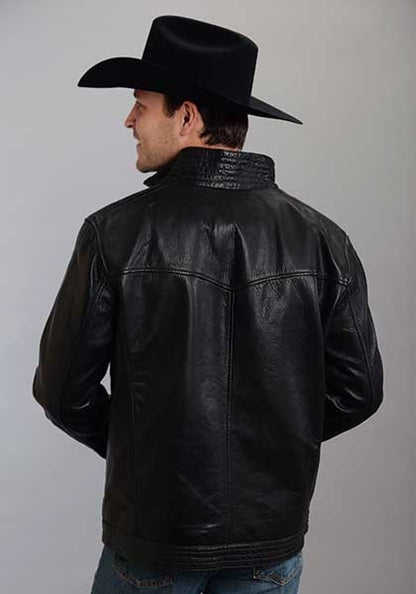 Stetson Mens Stand Up Collar With Stitch Detail Moto Jacket
