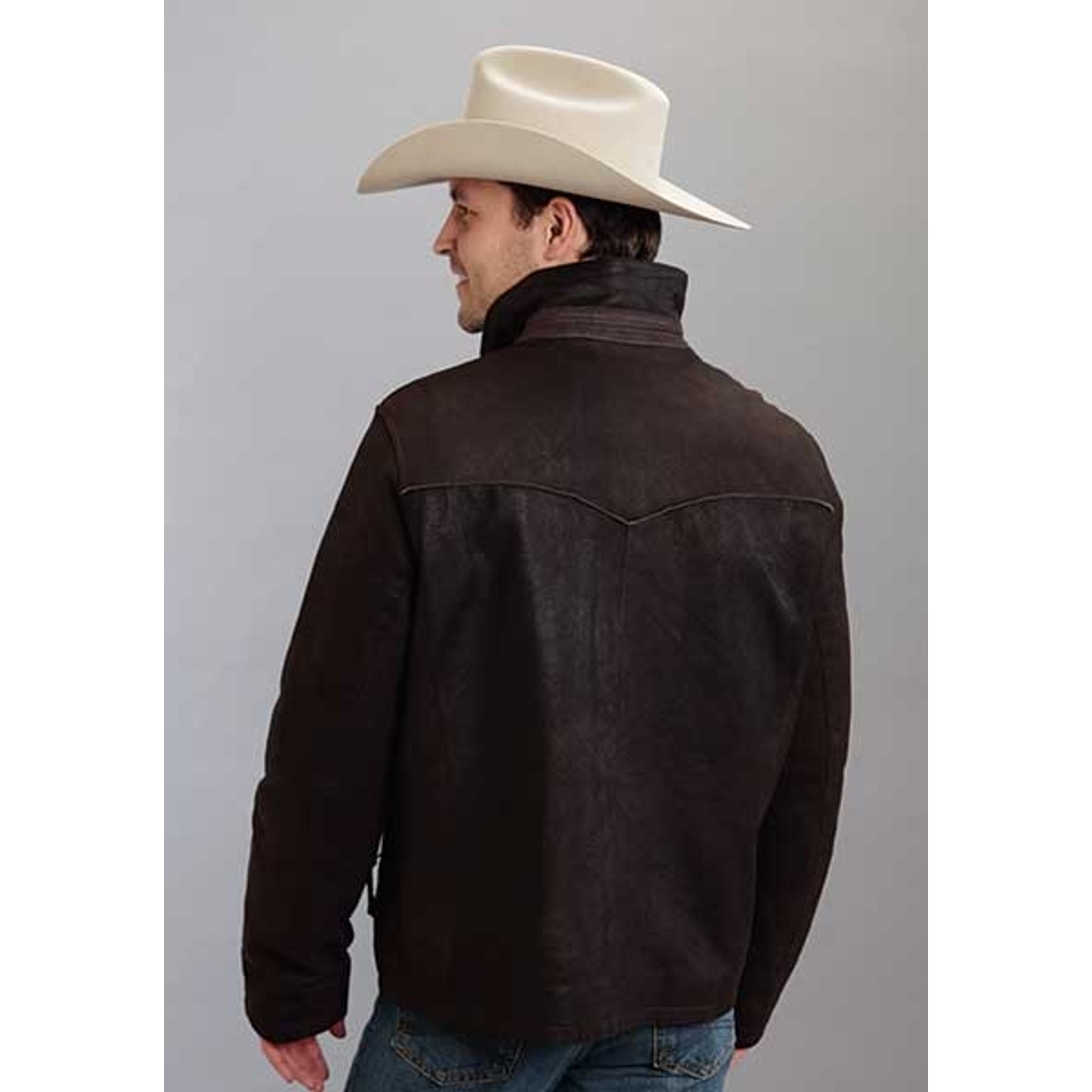 Stetson Mens Sueded Smooth Leather Trim Jacket