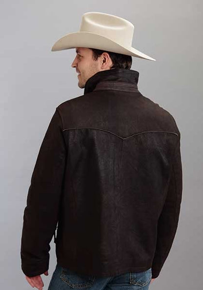 Stetson Mens Sueded Smooth Leather Trim Jacket