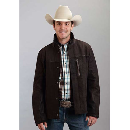 Stetson Mens Sueded Smooth Leather Trim Jacket