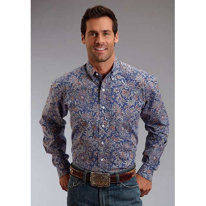 Stetson Mens Summer I Brocade Paisley Long Sleeve Button Shirt
